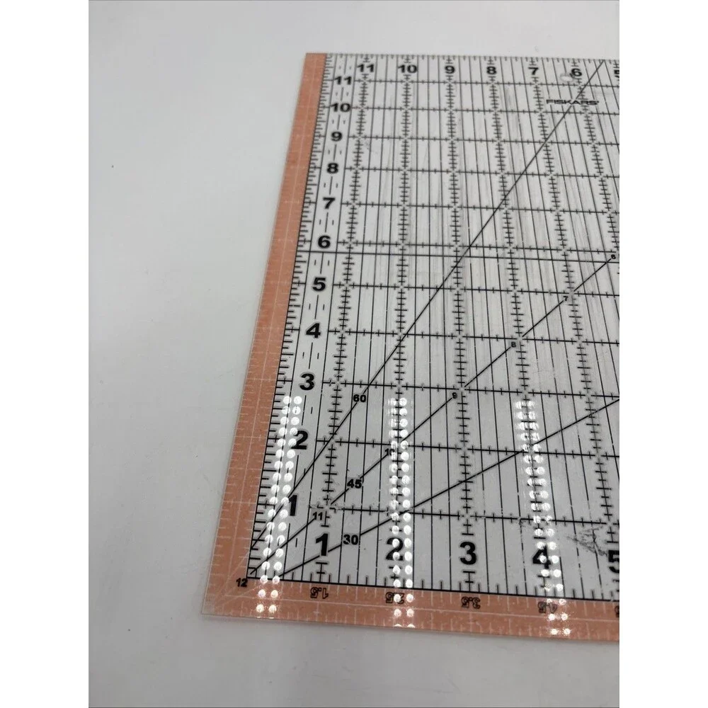Fiskars 12x12 Acrylic Quilting Ruler Clear Grid 30 45 60 Angle Tool